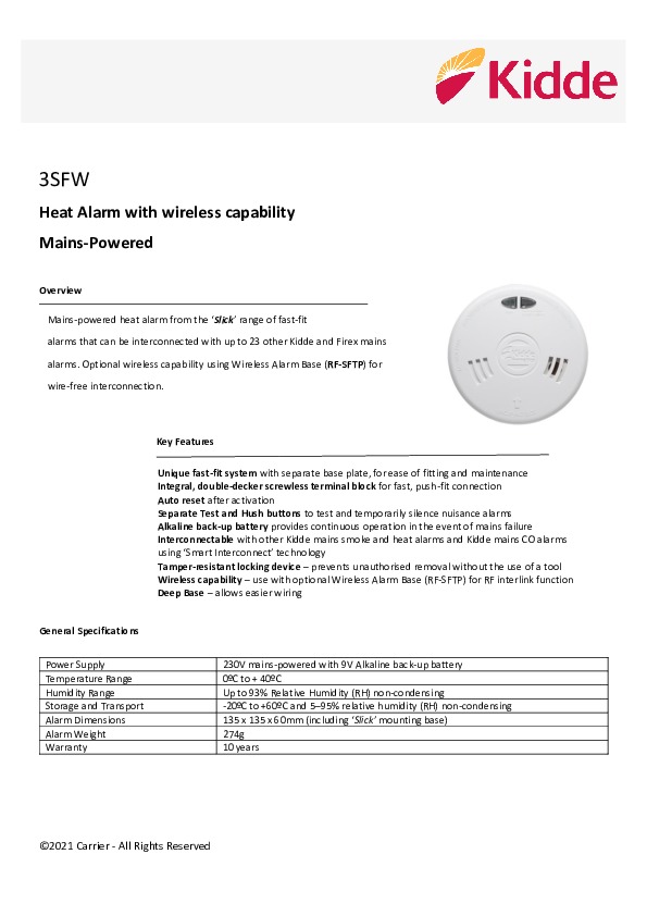 Interconnectable Heat Alarm 3SFW